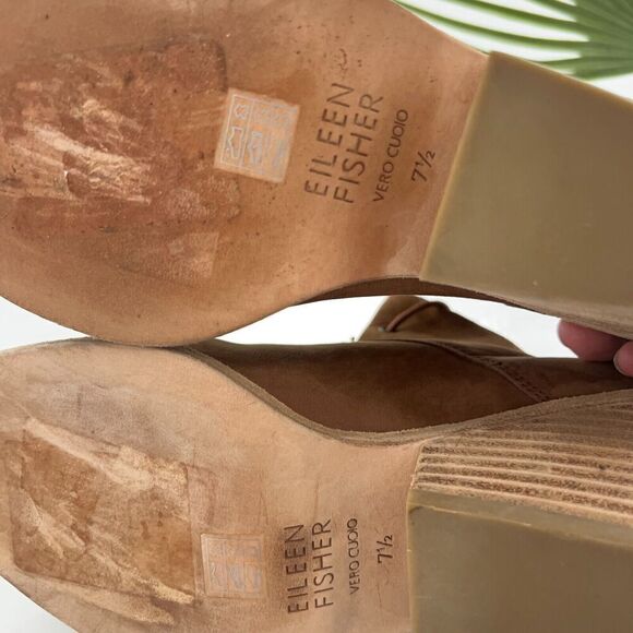 Eileen Fisher Women's Charlie Boot Size 7.5 Block Heel Lace Up Brown Leather - Picture 10 of 12